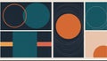 Geometric Shapes Abstract Composition Teal Orange circles Royalty Free Stock Photo
