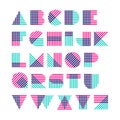 Geometric shapes alphabet made of crossed lines