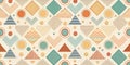 geometric shapes background seamless pattern Square circle triangle dots stripes pattern on cream background AI Generative Royalty Free Stock Photo