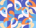 Stylized drops made in geometric shapes color pattern. Orange and blue effect of overlay contrasting colors. Vector Royalty Free Stock Photo