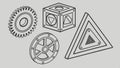 Geometric shapes and cube, abstract design elements vector design Generative AI Royalty Free Stock Photo