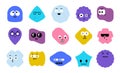 Geometric shapes with faces. Cute comic grunge doodle basic figures with emotions, funny characters. Vector cartoon set Royalty Free Stock Photo