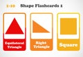 Geometric shapes flashcards for kids. Educational material for children.