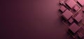 Geometric shapes float, overlap on dark purple background. Abstract composition features square elements in shades of pink, Royalty Free Stock Photo