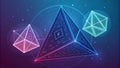 Geometric shapes interwoven with binary code symbolizing the fusion of traditional encryption ods and quantum safety