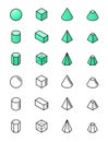 Geometric shapes in isometry icons