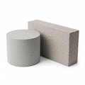 Geometric shapes made of concrete, a cylinder and a rectangular block, with a textured surface Royalty Free Stock Photo