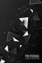 Geometric shapes. Modern background for your design poster. Low poly. Black and white triangular forms. Connected lines and dots.