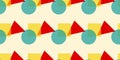 Geometric Shapes, Objects Pattern with Riso Print Effect - Graphic Element for Fabric, Textile, Clothing, Wrapping Paper