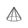 Geometric shapes, octagonal pyramid icon. Simple line, outline vector 3d figures icons for ui and ux, website or mobile