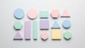 Of geometric shapes in pastel colors including circles squares Royalty Free Stock Photo