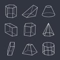 Geometric Shapes Set on Black Vector Illustration Royalty Free Stock Photo