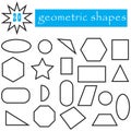 Geometric shapes set of 20 icons. Popular flat geometric figures collection