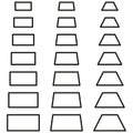 Geometric shapes set. Trapezoid and rectangle icons. Black outlined forms. Vector design elements. Royalty Free Stock Photo