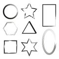 Geometric shapes set. Vector outline collection. Abstract shapes bundle. Black line art. Royalty Free Stock Photo