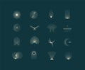 Geometric shapes and symbols with thin lines turquoise