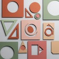 Geometric shapes in various colors are arranged on a flat surface. Shapes include Royalty Free Stock Photo