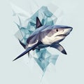 Geometric shark design with blue angular shapes and abstract background Royalty Free Stock Photo