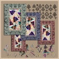 colorful geometric silk scarf design