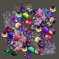 abstract colorful floral silk scarf design