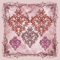 geometric silk scarf design with overlapping rectangles with baroque ornaments