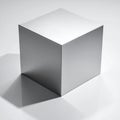 Geometric Silver Cube on a Clean Surface Royalty Free Stock Photo