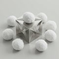 Geometric silver cube with a faceted design sits on a smooth Royalty Free Stock Photo