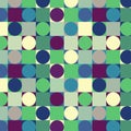 Geometric simple pattern seamless with squares circles checkers beige green blue crimson vector image Royalty Free Stock Photo
