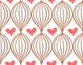 Geometric simple sketh drawn hand seamless pattern with red hearts. For wallpapers, web background, textile, wrapping