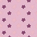 Geometric smiling stars seamless pattern on pink background. Character star shapes elements wallpaper