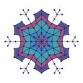 Geometric snowflake with lines and circles