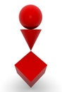 Geometric solid red in balance Royalty Free Stock Photo