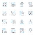 Geometric solids linear icons set. Cube, Sphere, Pyramid, C, Cylinder, Tetrahedron, Octahedron line vector and concept