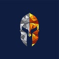 geometric Spartan helmet colorful design