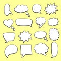 Geometric speech bubbles in cartoon style. Abstract shape creative frames for advertising text. Set blank copy space. Vector Royalty Free Stock Photo