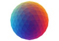 Geometric sphere with a low-poly design featuring a gradient of colors, transitioning Royalty Free Stock Photo