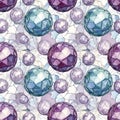 Geometric Spheres Seamless Pattern in Watercolor Style Royalty Free Stock Photo