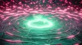 Geometric Spiral Dance: Smoky Gray on Pink Background with Emerald Green Highlights - Generative AI