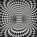 Geometric Square Black and White Optical Illusion. Abstract Wormhole Tunnel. Distort of space and time. Vector illustration Royalty Free Stock Photo