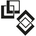 Geometric square icon. Intersected frame shape. Abstract vector structure. Black line element. Royalty Free Stock Photo