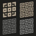Geometric square patterns. Abstract line shapes. Brown black elements. Vector graphic design. Royalty Free Stock Photo