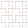 Geometric square seamless pattern. Quadrate brush wrapping texture. Tile grid wallpaper design in beige and white colors