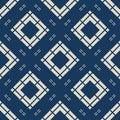 Geometric squares pattern. Abstract vector seamless texture. Dark blue, beige Royalty Free Stock Photo