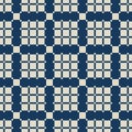 Geometric squares pattern. Vector abstract seamless texture, dark blue and beige Royalty Free Stock Photo