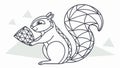 Geometric Squirrel in Alert Pose Outline, vector design Generative AI Royalty Free Stock Photo