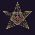 A geometric star design composed of intersecting green, red, and yellow lines on a Royalty Free Stock Photo