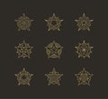 Geometric star icons, logos set