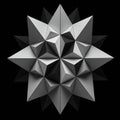 Geometric, star-like structure consisting of sharp, angular facets forms a complex, Royalty Free Stock Photo