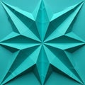 Geometric star pattern crafted from teal paper, featuring sharp, symmetrical folds th Royalty Free Stock Photo