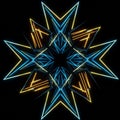A geometric star-shaped design with a symmetrical arrangement of sharp, angular